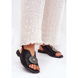 S.Barski Shiny women's sandals decorative detail S. Barski KV51-012 Black 2