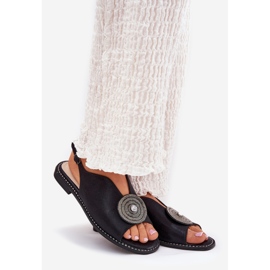 S.Barski Shiny women's sandals decorative detail S. Barski KV51-012 Black 1