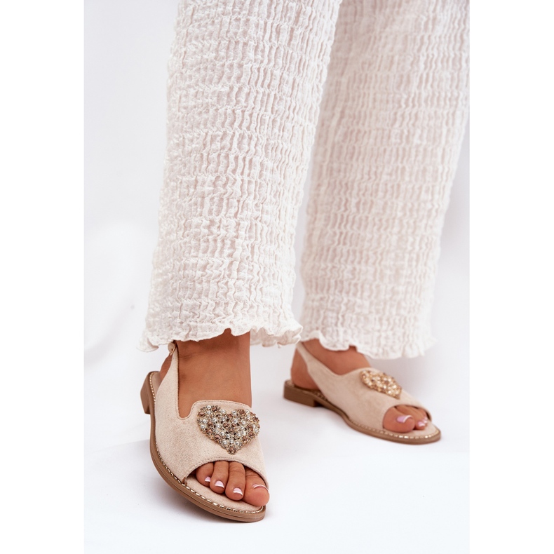 S.Barski Women's sandals with a decorative heart S. Barski KV27-018 Beige 2