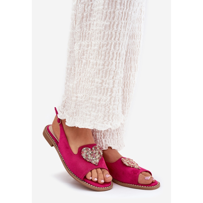 S.Barski Women's sandals with a decorative heart S. Barski KV27-018 FUKSJA pink 1 S.Barski Women's sandals with a decorative heart S. Barski KV27-018 FUKSJA pink 1