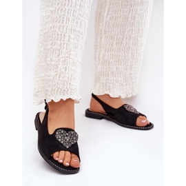 S.Barski Women's sandals with a decorative heart S. Barski KV27-018 Black 2