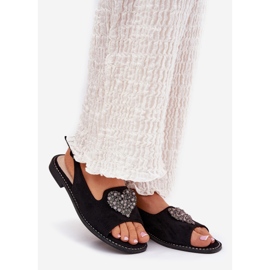 S.Barski Women's sandals with a decorative heart S. Barski KV27-018 Black 1