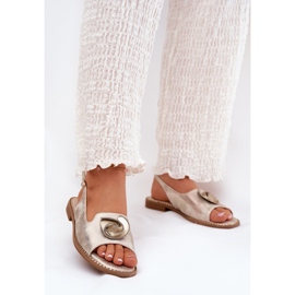 S.Barski Shiny women's sandals with an ornament S. Barski KV51-006 gold golden 2