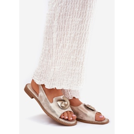 S.Barski Shiny women's sandals with an ornament S. Barski KV51-006 gold golden 1