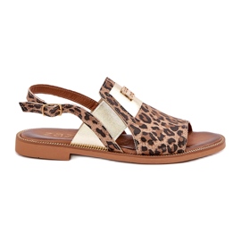 Zazoo 40385 Women's leather sandals with leopard print brown 5