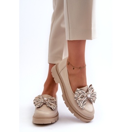 Women's leather loafers with Laura Messi 2787 Light Ben beige 3 Women's leather loafers with Laura Messi 2787 Light Ben beige 3