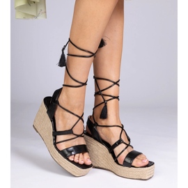 Black sandals espadrilles on wedge 2 Black sandals espadrilles on wedge 2