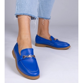 Blue loafers with a golden decoration 1