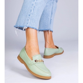 Green moccasins with gold decoration 2