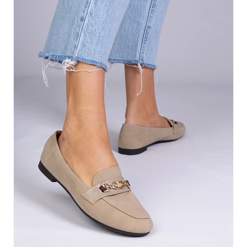 Brown loafers with a matte finish with a golden decoration 1 Brown loafers with a matte finish with a golden decoration 1