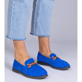 Blue loafers from Ekozamsz with a golden decoration 1 Blue loafers from Ekozamsz with a golden decoration 1