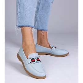 Blue ecosse loafers with an ornament 1