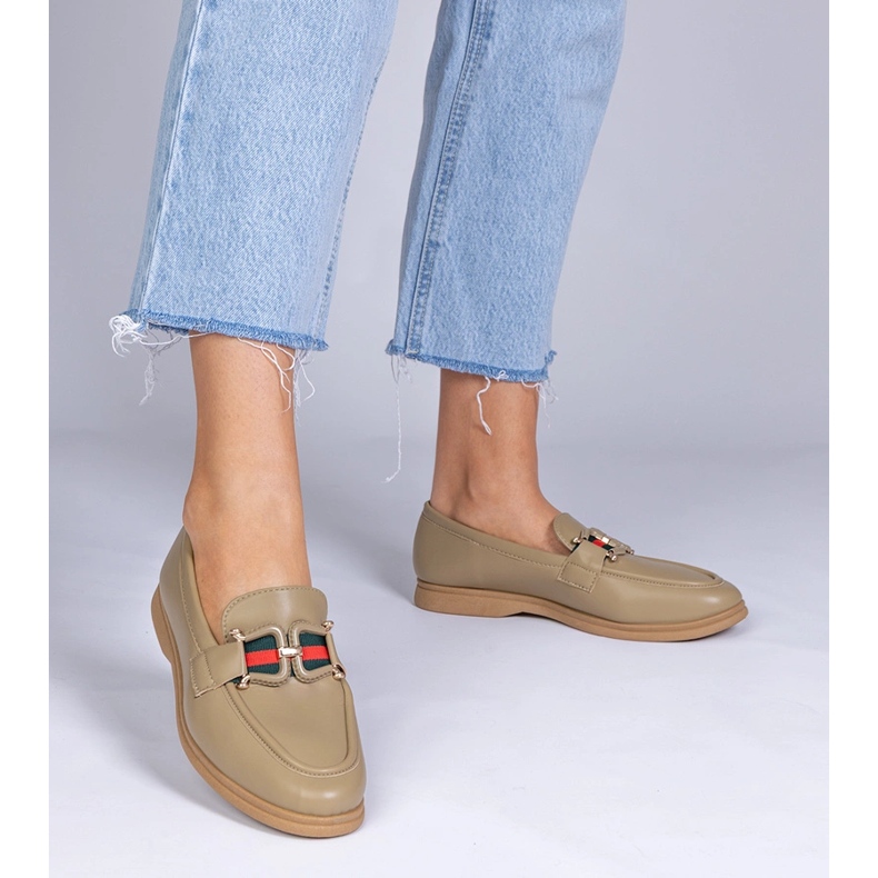 Green loafers with eco -leather with an ornament 1 Green loafers with eco -leather with an ornament 1