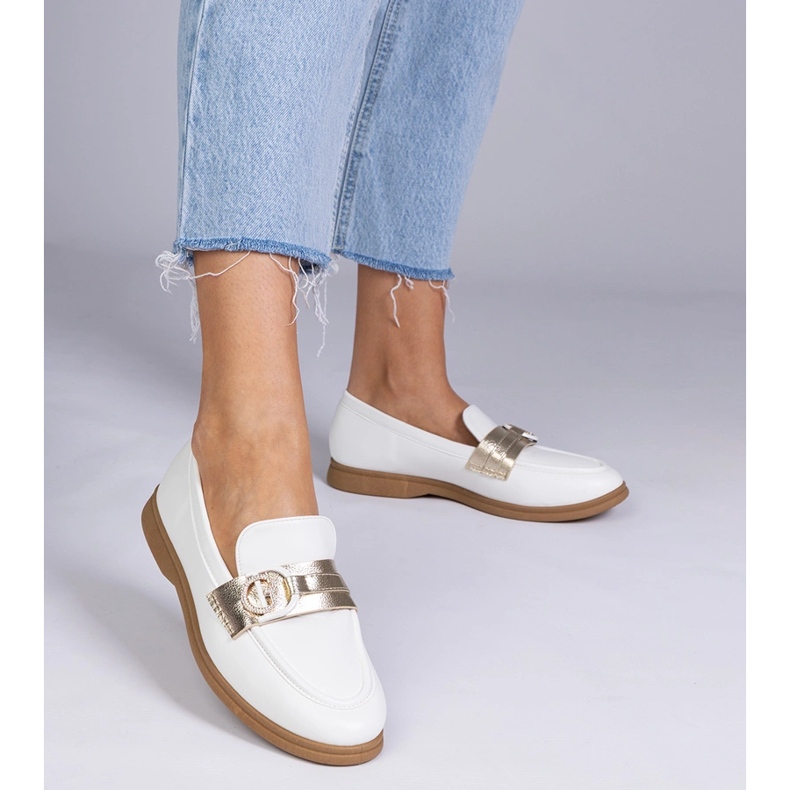 White ecosse moccasins with zircons 1