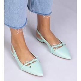 Mint flat heels with a bow green 1