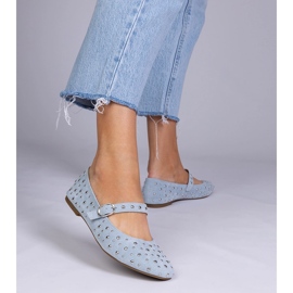 Blue ballerinas with studs and buckles 1 Blue ballerinas with studs and buckles 1