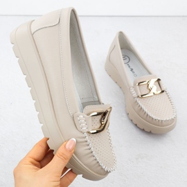 Leather loafers on a thick sole beige Filippo 6827 1