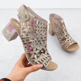 Women's sandals built-up openwork Rieker 64780-90 multicolored 1