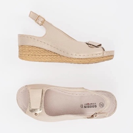 Goodin Beige sandals on a low wedge 1 Goodin Beige sandals on a low wedge 1