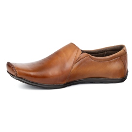 Olivier Men's shoes leather loafers inserted 306kz brown 1