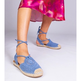 Flat -heeled espadrilles blue sandals 1
