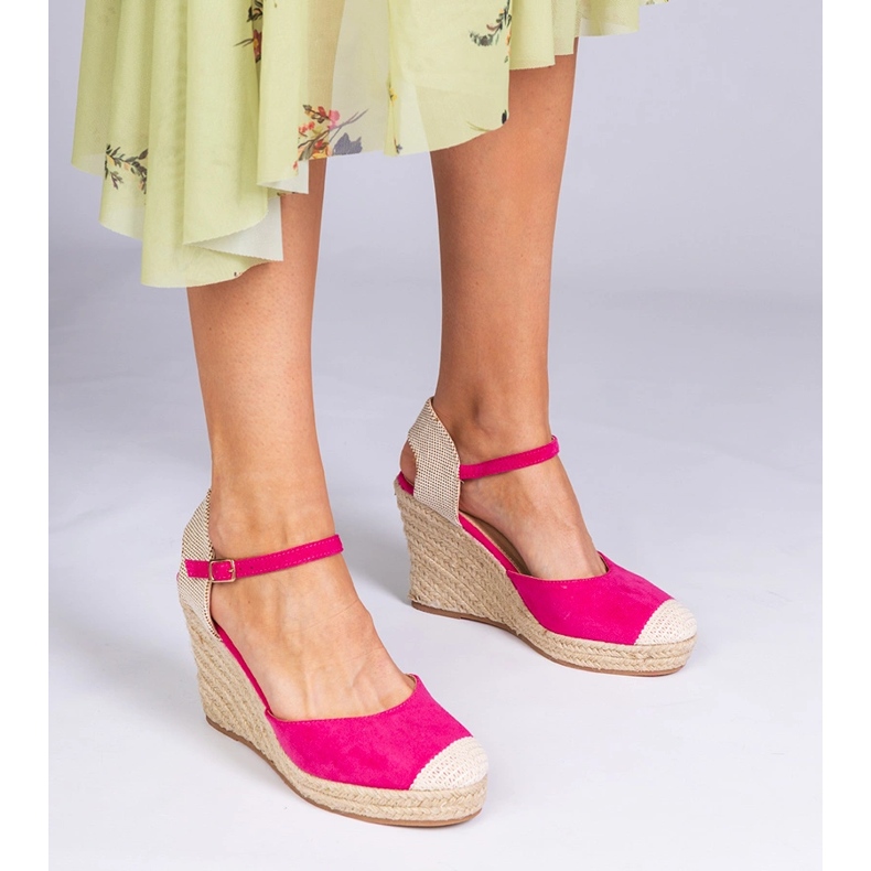 Pink wedge espadrilles sandals 1