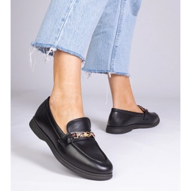 Black loafers with gold decoration 1