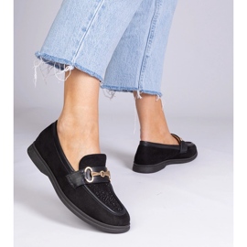 Black loafers from Ekozamsz with zircons 1