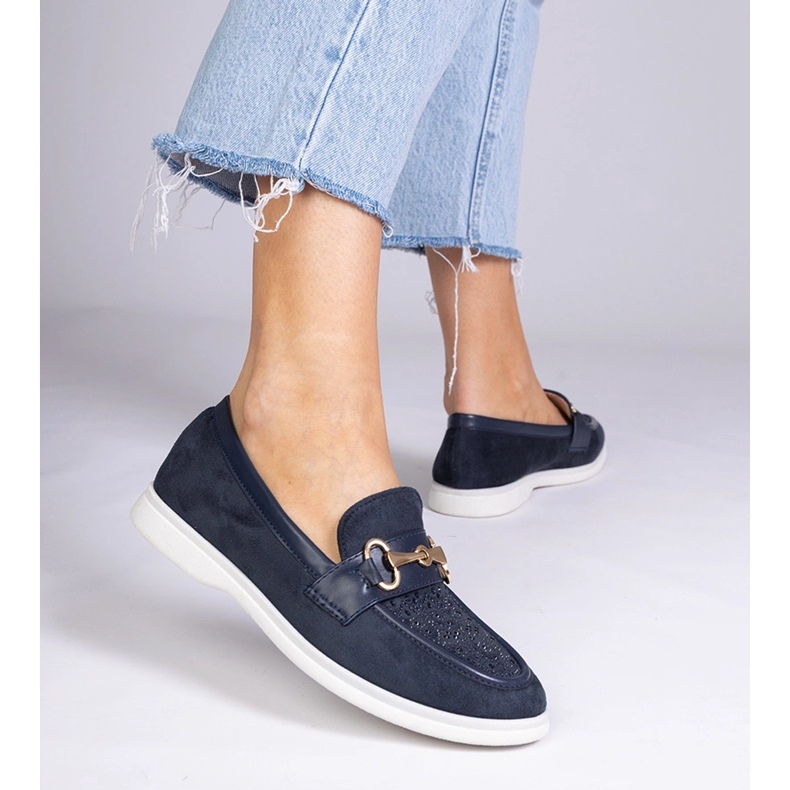 Navy blue loafers from Ekozamsz with zircons 1 Navy blue loafers from Ekozamsz with zircons 1