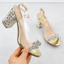 S.Barski Transparent women's sandals on a post with zircons Złote S. Barski MR51-705 golden 1 S.Barski Transparent women's sandals on a post with zircons Złote S. Barski MR51-705 golden 1