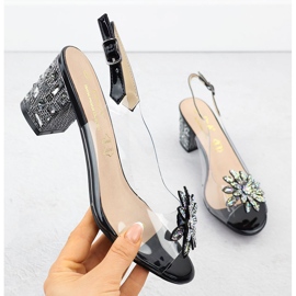 S.Barski Transparent women's sandals on the pillar with zircons Czarne S. Barski MR51-002 black 1 S.Barski Transparent women's sandals on the pillar with zircons Czarne S. Barski MR51-002 black 1