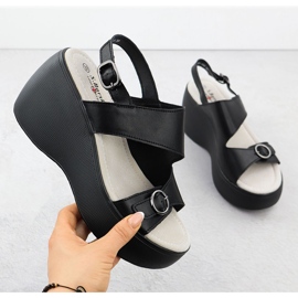 S.Barski Leather wedge sandals black S. Barski LR51-540 1