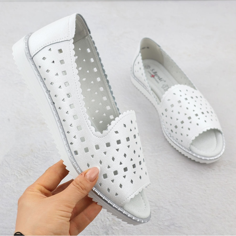 S.Barski Women's leather shoes Open toe Openwork White Pearl S. Barski LR51-922 1 S.Barski Women's leather shoes Open toe Openwork White Pearl S. Barski LR51-922 1