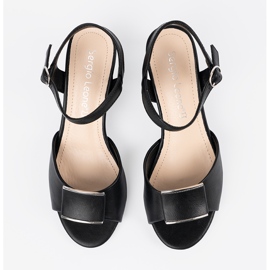 Sergio Leone Sandals on the pillar of women with an outdoor heel black 2