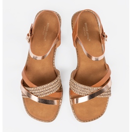 Brown women's sandals on a flat sole Sergio Leone 1