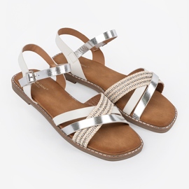 White women's sandals on a flat sole Sergio Leone 1
