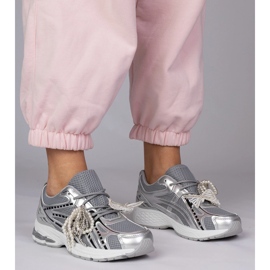 Silver sneakers with detachable decorations 1 Silver sneakers with detachable decorations 1