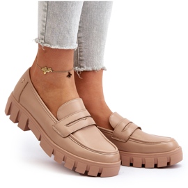 Vinceza Women's eco leather loafers leather beige insert 4