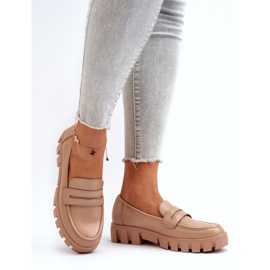 Vinceza Women's eco leather loafers leather beige insert 1