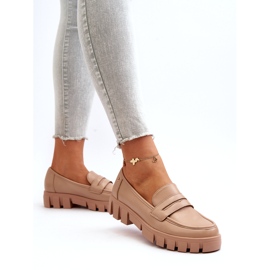 Vinceza Women's eco leather loafers leather beige insert 2