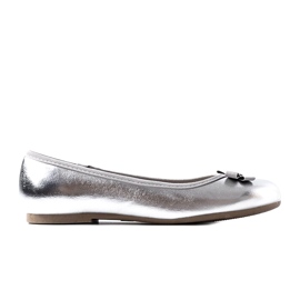 Miss Girls' metallic ballerinas with a silver bow 1
