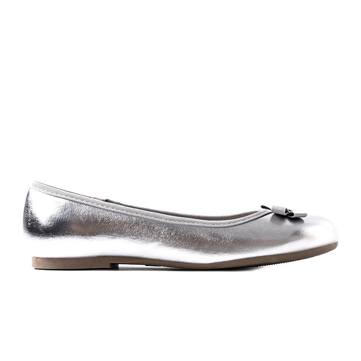 Miss Girls' metallic ballerinas with a silver bow 1 Miss Girls' metallic ballerinas with a silver bow 1