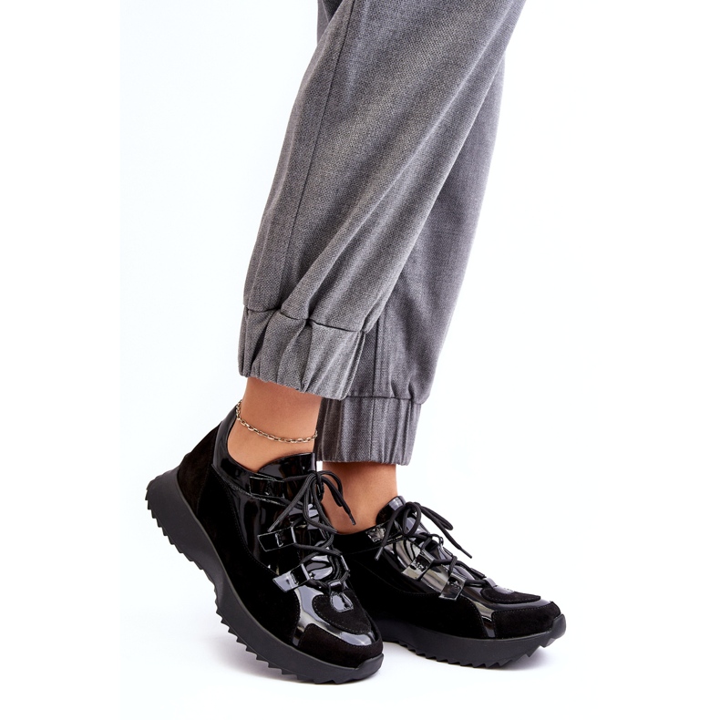 Leather lacquered women's sports shoes M01/2 Zazoo black 1 Leather lacquered women's sports shoes M01/2 Zazoo black 1