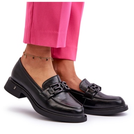 Vinceza Women's leather loafers with decoration black 5
