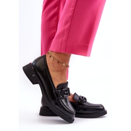Vinceza Women's leather loafers with decoration black 3