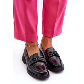 Vinceza Women's leather loafers with decoration black 2