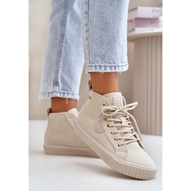 Insulated corduroy women's sneakers Big Star OO274771 Hi-Polish Beige System 1 Insulated corduroy women's sneakers Big Star OO274771 Hi-Polish Beige System 1