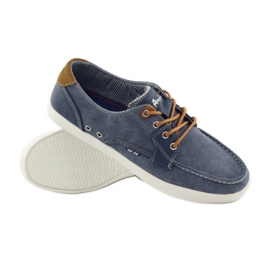 American Club American 205081 men's textile tied loafers navy blue blue 3 American Club American 205081 men's textile tied loafers navy blue blue 3