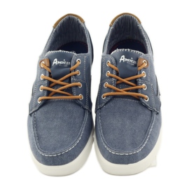 American Club American 205081 men's textile tied loafers navy blue blue 4