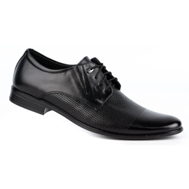 Olivier Men's elegant leather shoes 302T3 black 2